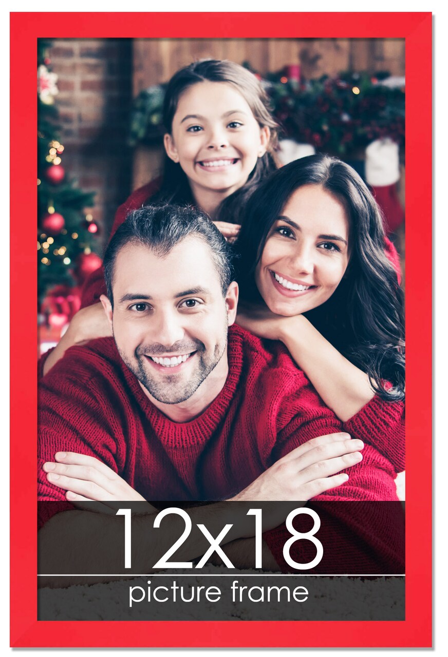 12x18 Classic Modern Red Picture Frame - UV Acrylic, Foam Board Backing, Hanging Hardware